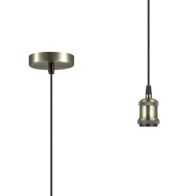 D0177  Dreifa 1 Light Pendant Antique Brass, Black